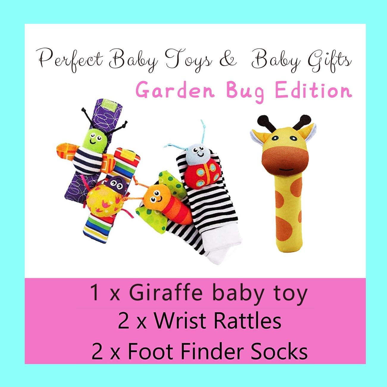 Foot Finders & Wrist Rattles for Infants - Developmental Texture Toys for Babies - Infant Socks & Baby Wrist Rattle - Newborn Toys for Girls Boys 0-3 3-6 6-9 Months Brand: wgde toy