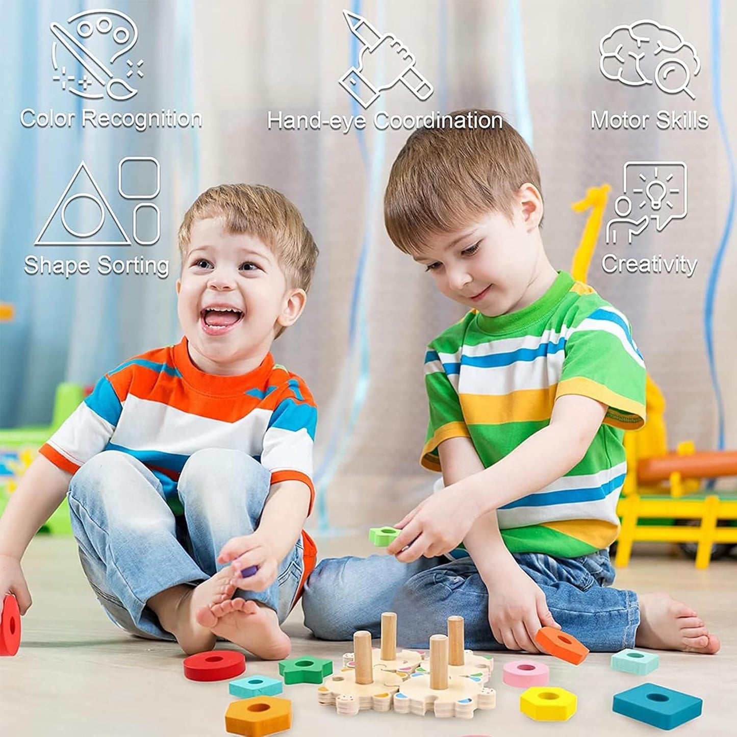 Goorder Montessori Toys 1 Year Old, Wooden Puzzles for Baby, Sorting Stacking Blocks Learning Toys 2 Year Old, Preschool Educational Toys Gift for 12 18 Months Toddler Boys Girls