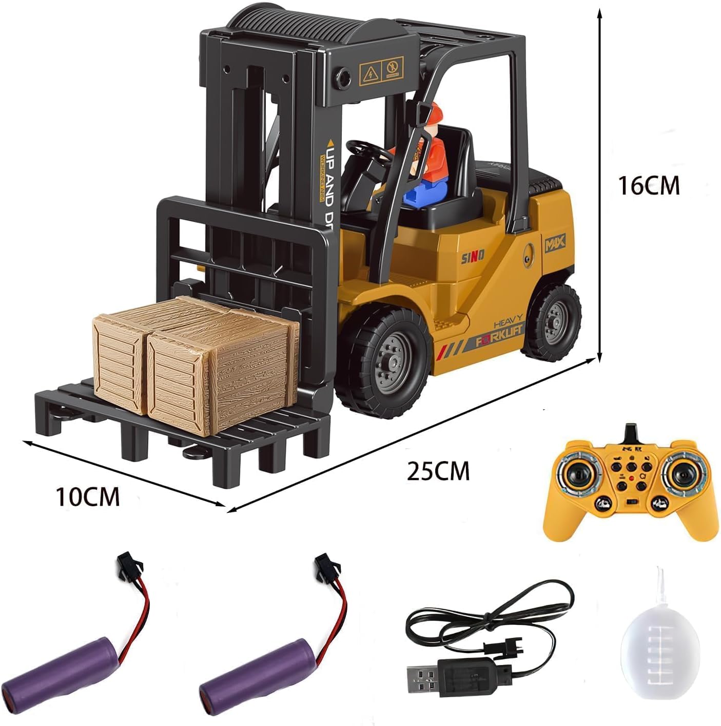 Mostop RC Forklift, 1/24 Remote Control Forklift Toy with Boxes/Sound and Light Spray