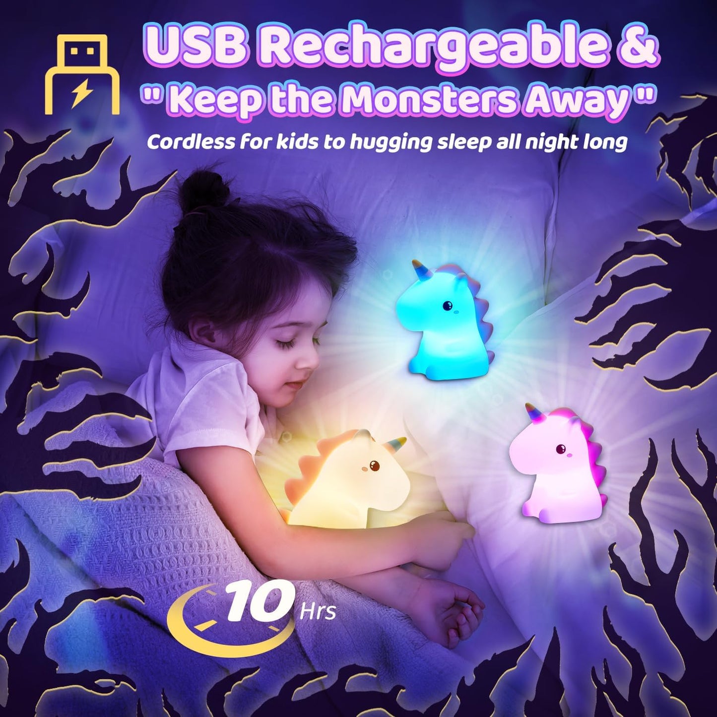 Unicorn Gifts for Girls, 16 Colours+Remote Control+Silicone+Dimmable+12H Use Kids Night Light Kids, Baby Night Light Newborn Bedroom Lamp,Unicorn Toys for Girls Bedroom Accessories Princess Toys