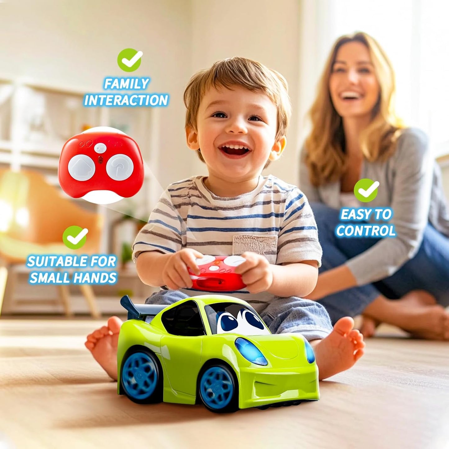 AEROQUEST Remote Control Cars Kids RC Car Toy for Toddlers Boys 1 2 3 Years Old Cartoon Toot Toot Drivers Car with Lights and Music Christmas Birthday Gifts for Boys Girls 12 3 Years Old Toy Cars