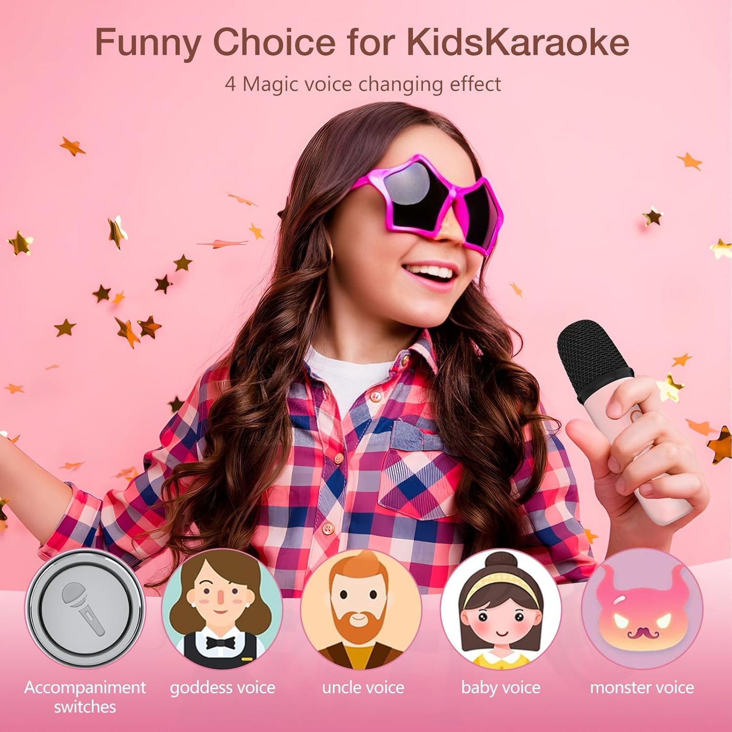 Onihan Karaoke Machine for Kids with 2 Microphones, Portable Kids Karaoke Machines for Girls with LED Party Lights,Girls Toys Birthday Gifts