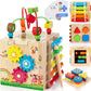 Wooden Activity Cube | 8-in-1 Montessori Toys for 18M+ Toddlers, One Year Old First Birthday Toy, Baby Toy Set with Bonus Sorting & Stacking Board