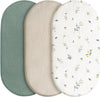 Baby Mattress Cover, Fitted Sheet, Pack of 3, 100% Muslin Cotton,Oeko-Tex 100,Muslin Bassinet Sheets,Bassinet Cover,Pram Mattress Cover,83 x 43 x 10 cm,Fitted Sheet for Prams, Bassinets（Flower）