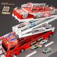 Jiakora Fire Truck Toys Car with 65 Inch Race Car Tracks & 20 Car, Transport Truck with Lights Sounds, Toys Fire Engines for Toddler 3 4 5 6 7 Years Old, Cars Toy Christmas Birthday Gift for Boys Kids