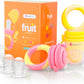 NatureBond Baby Food Feeder/Fruit Feeder Pacifier (2 Pack) - Infant Teething Toy Teether | 6 PCs Silicone Teats (Peach Pink & Lemonade Yellow)