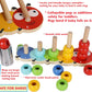 TOWO Wooden Stacking Rings Baby –Lovely Caterpillar Counting Game - Colour Sorting Puzzle - 5 Pegs Ring Stacker - Counting Rings Early Learning Wooden Toys for 1 year old Gift First Birthday Boy Girl