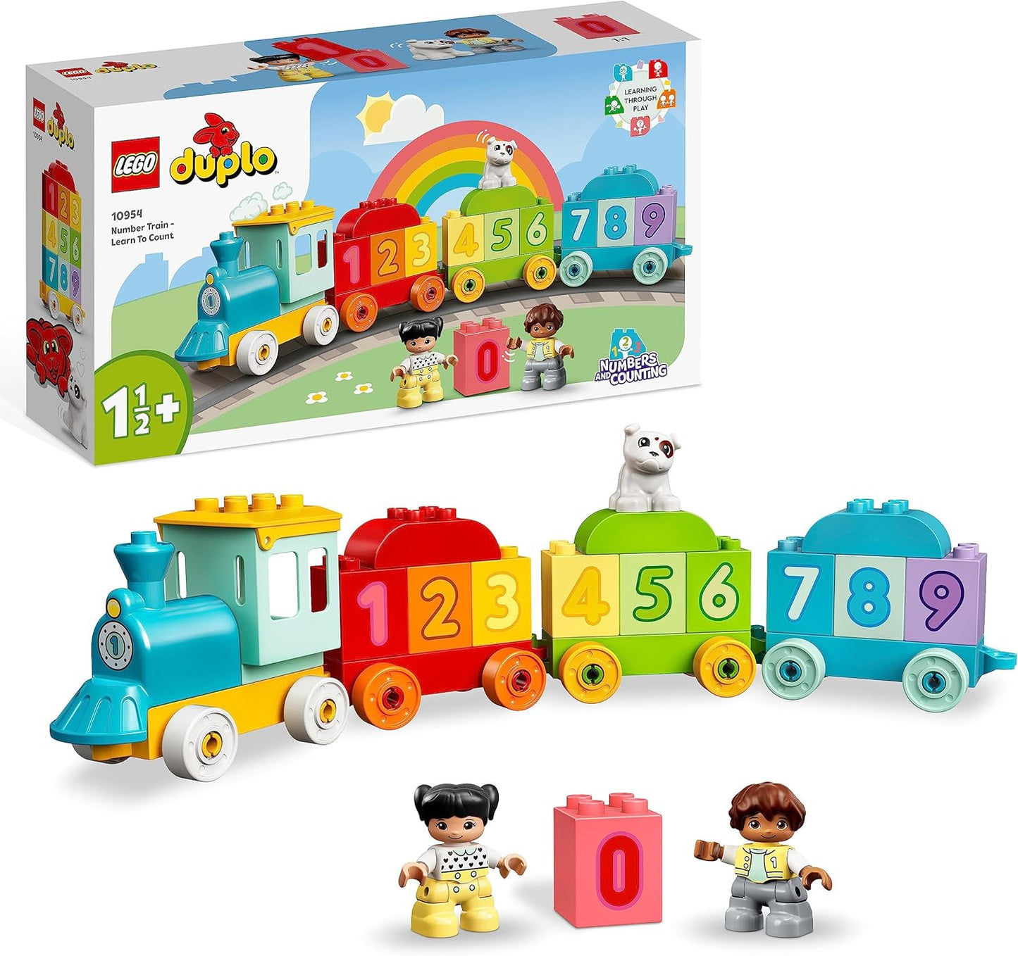 LEGO DUPLO Number Train - Learn To Count - Educational Toy for 1+ Year Old Toddlers, Boys & Girls - incl. Colourful Number Bricks and 2 Figures - 10954