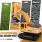 Jiakora Remote Control Excavator Toys for Boys, RC Excavator Toy for Boys 6 7 8 9+Year Old Kids Christmas Birthday Gift，RC Digger Truck Construction Vehicles with Metal Shovel & Light