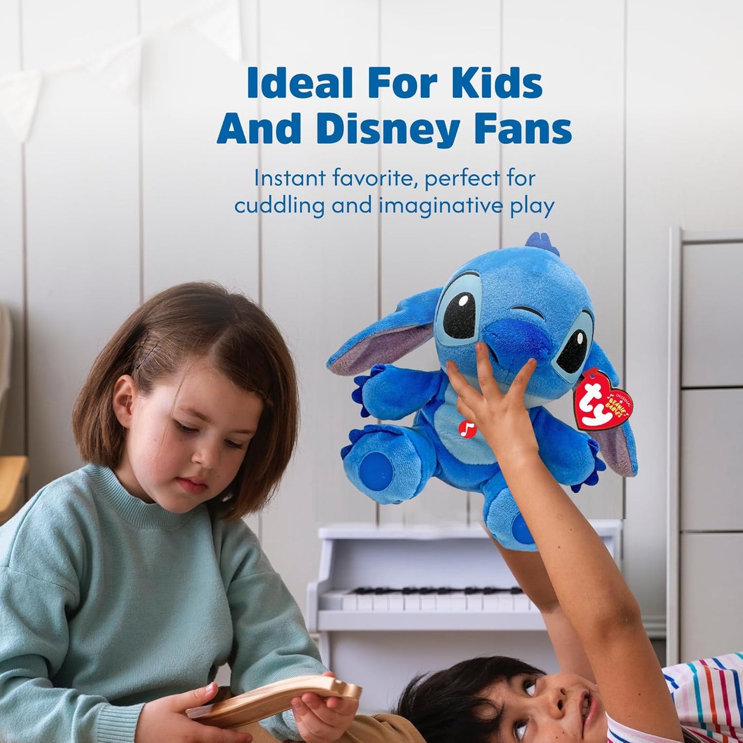 TY Stitch Beanie Babies 15CM – As Seen in the Movie, Soft Plush Toy with Sound, Collectible and Cuddly Plushies for Kids