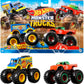 Hot Wheels Monster Trucks 2-Pack, Demolition Doubles Set of 2 Toy Vehicles in 1:64 Scale, For Kids & Collectors (Styles May Vary), FYJ64