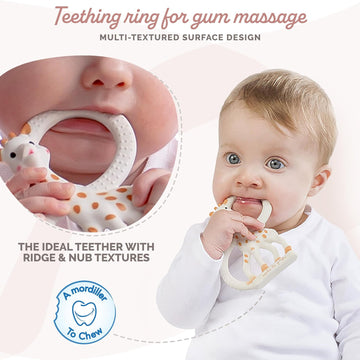 Sophie la girafe Baby Teething Ring, 100% Natural Rubber Phthalate-free Easy to Grip Baby Teether, Suitable for Newborn Babies