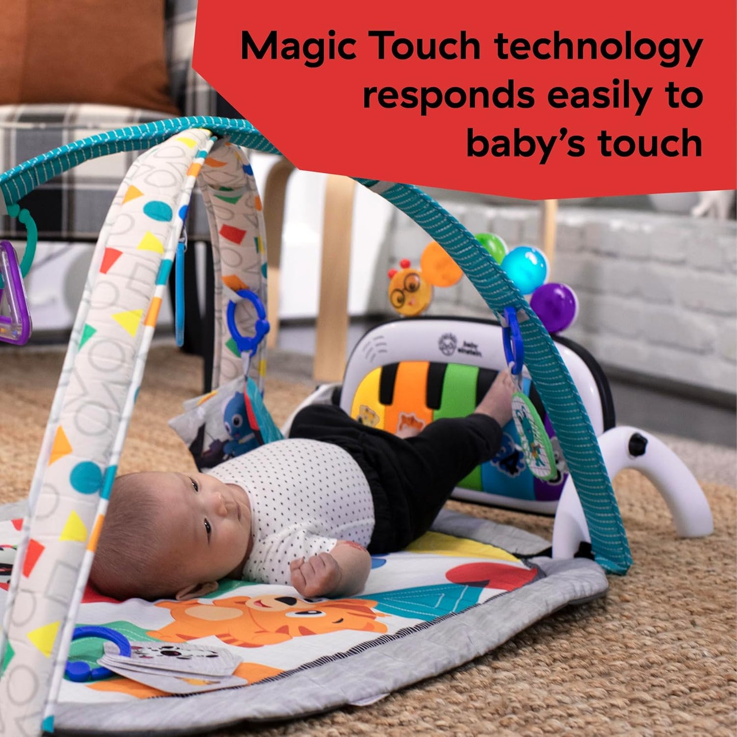 Baby Einstein, 4-in-1 Kickin' Tunes and Language Discovery Play Gym with Piano, Mat with Detachable Activity Toys, Lights, Sounds and Music, Ages Newborn +