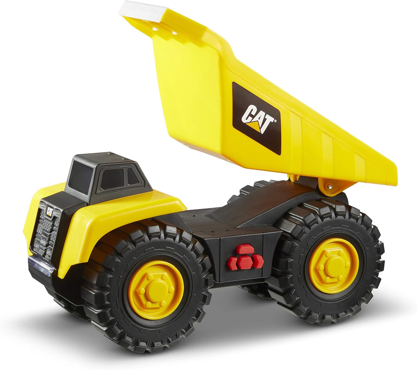 CatToysOfficial Construction Tough Machines Dump Truck Vehicle, free-wheeling with Lights & Sounds and movable bin. For children aged 3+, Yellow