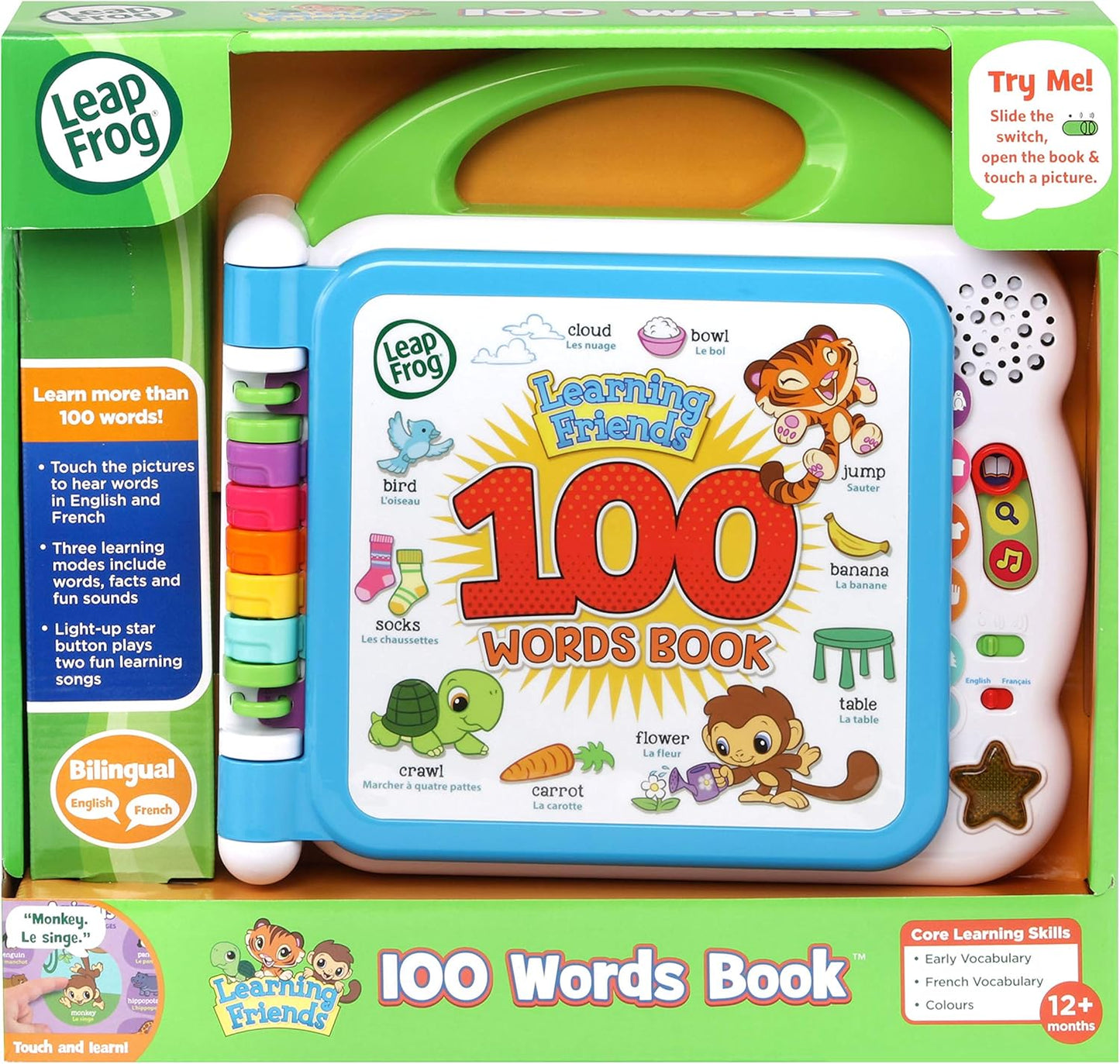 LeapFrog 601503 Learning Friends 100 Words Baby Book Educational and Interactive Bilingual Playbook Toy Toddler and Pre School Boys & Girls 1, 2, 3, 4+ Year Olds, Multi-Colour, One Size