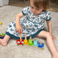 TOWO Wooden Stacking Rings Baby –Lovely Caterpillar Counting Game - Colour Sorting Puzzle - 5 Pegs Ring Stacker - Counting Rings Early Learning Wooden Toys for 1 year old Gift First Birthday Boy Girl