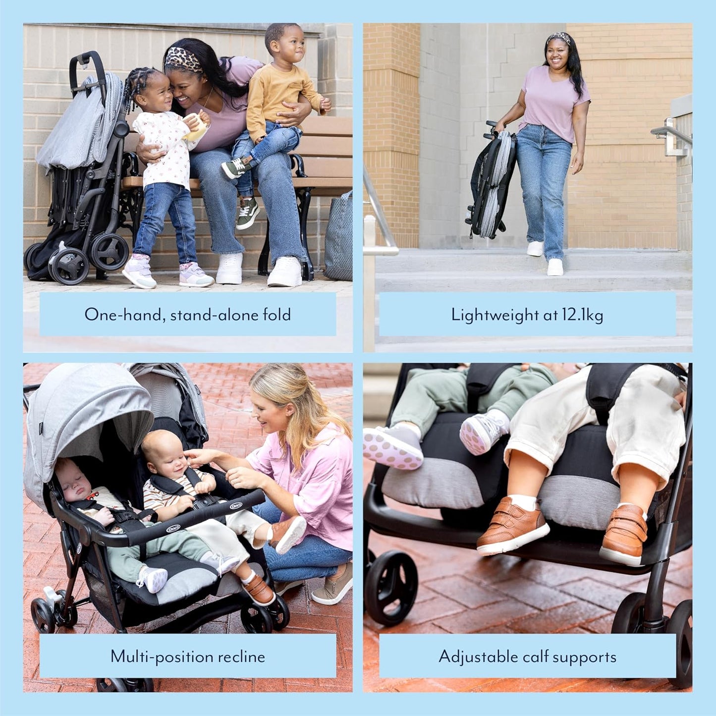 Graco DuoRider Lightweight Double Pushchair, Suitable from Birth to Approx. 3 Years, Steeple Gray Fashion